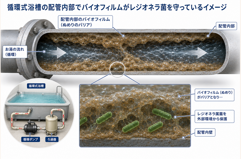 配管の内側にできる「バイオフィルム（生物膜）」